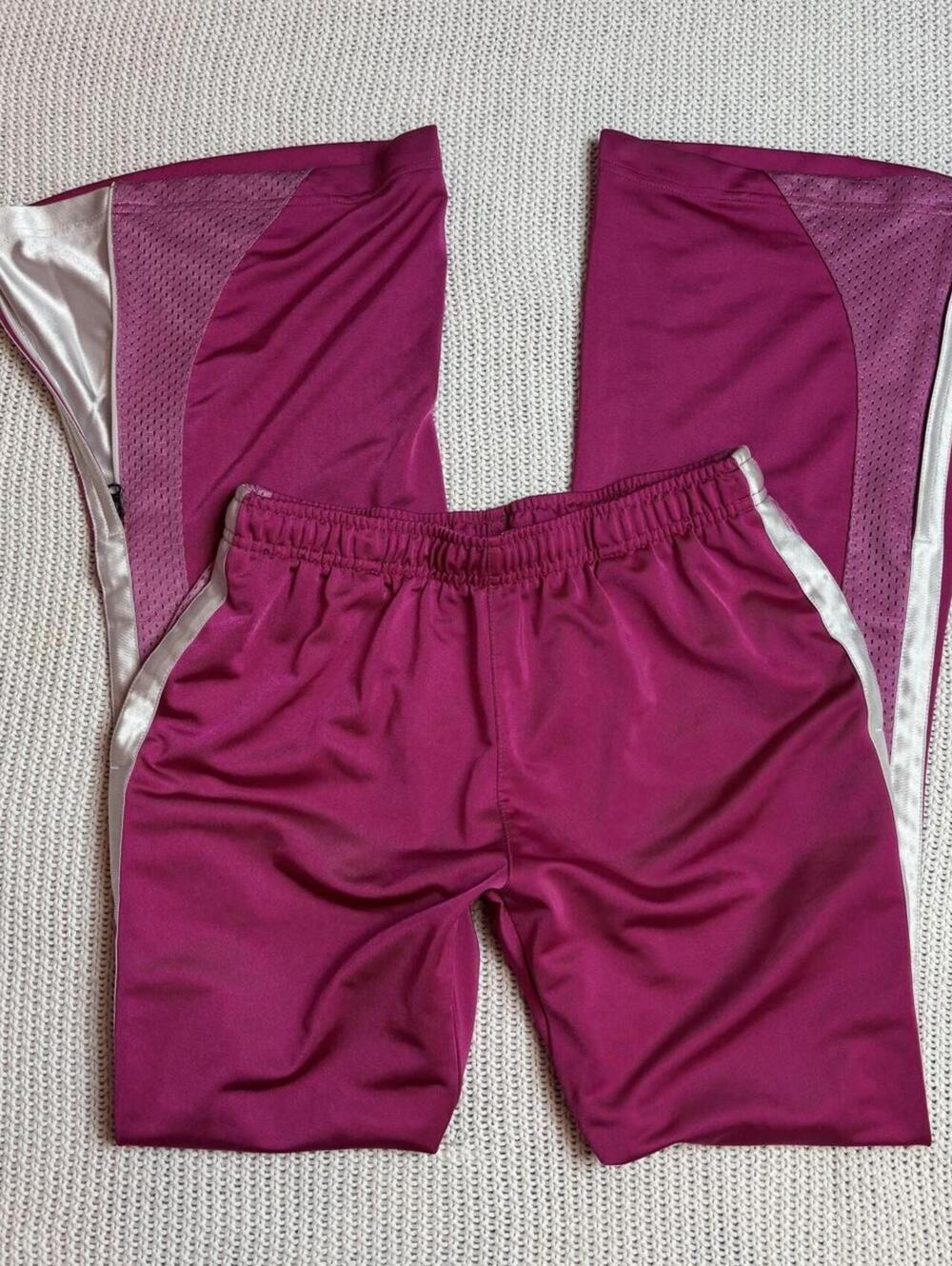 nike y2k pink track wide leg pants sz xl 2000s playground prep workout gym